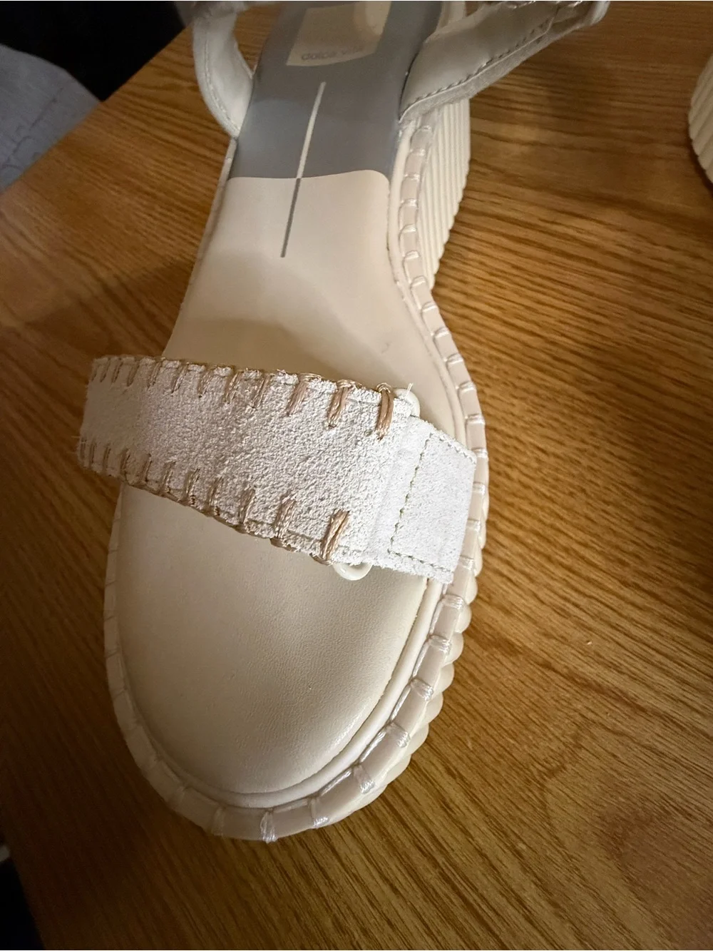 Dolce Vita Neutral Cream Crochet & Suede Strap Sandals